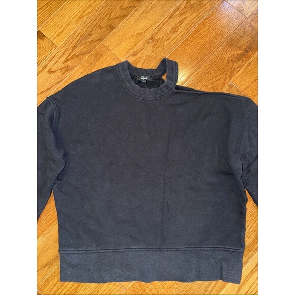 Rails Sweatshirt Womens Small Black Quincy Open Cold Shoulder Long Sleeve - Picture 2 of 6